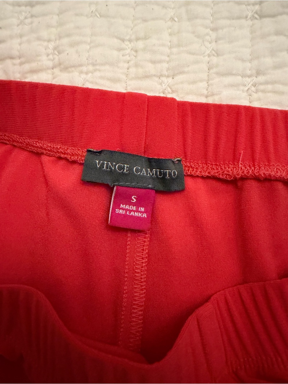 Vince Camuto Red Elastic Waist Wide Leg Pants